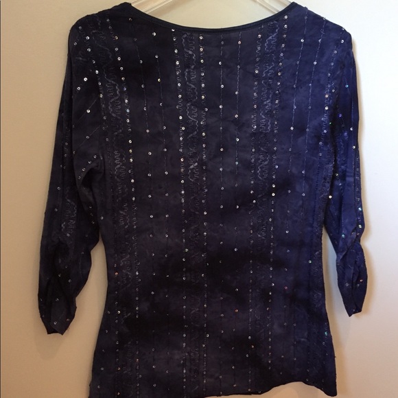 Dress Barn Blue Sequin top SZ S - Picture 2 of 7